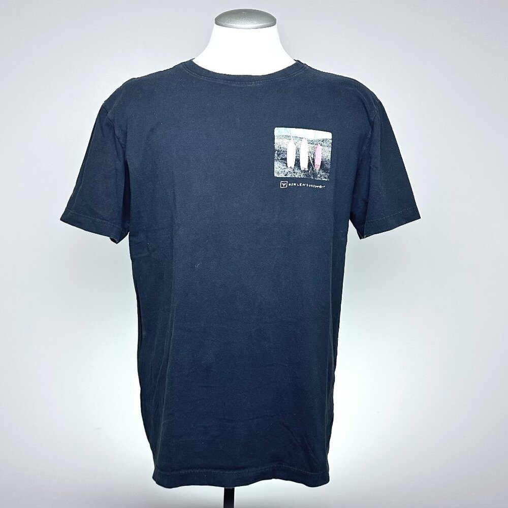 OSKLEN Regenerate Life Surfing Tee XL Black Cotton Brazil Small Chest Graphic